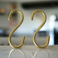 Handmade Unlacquered Brass S Hooks, Set of 3-Inch Length, Ideal for Hanging