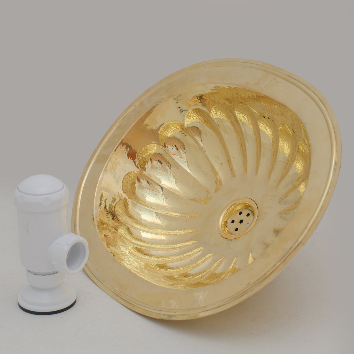 Petal-Etched Solid Brass Oval Drop-In Sink