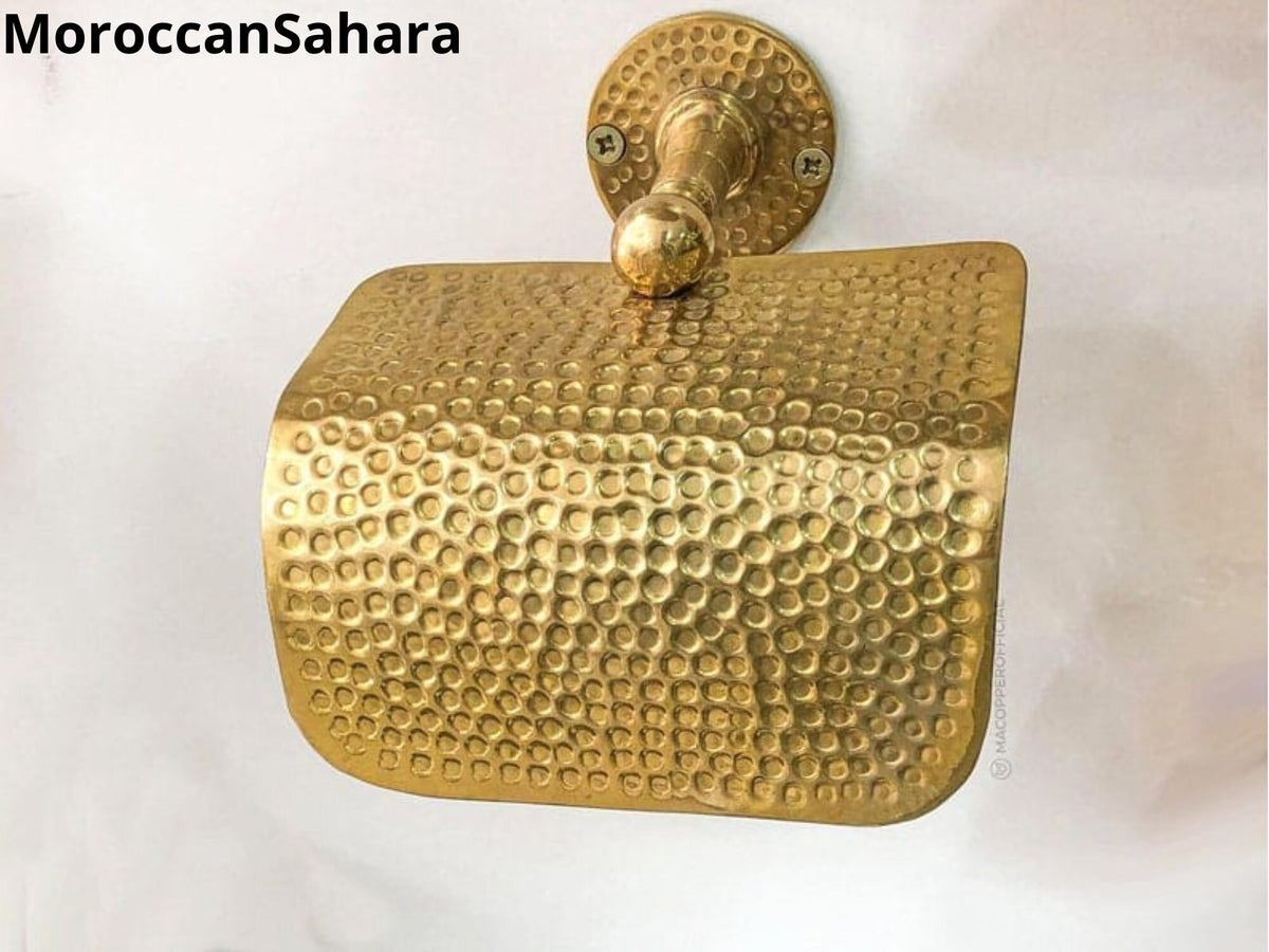 Handcrafted Unlacquered Solid Brass Toilet Paper Holder
