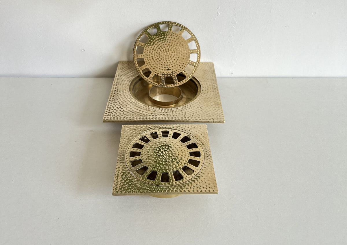 Solid Brass Floor Drain, Unlacquered Square Shower Drain