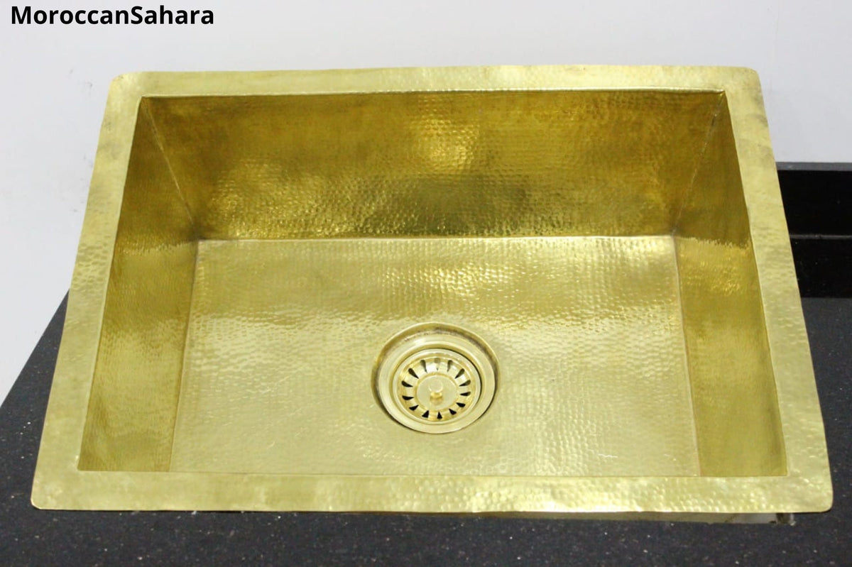 Handcrafted Unlacquered Brass Kitchen Sink: Undermount Bar, Island, or Farmhouse