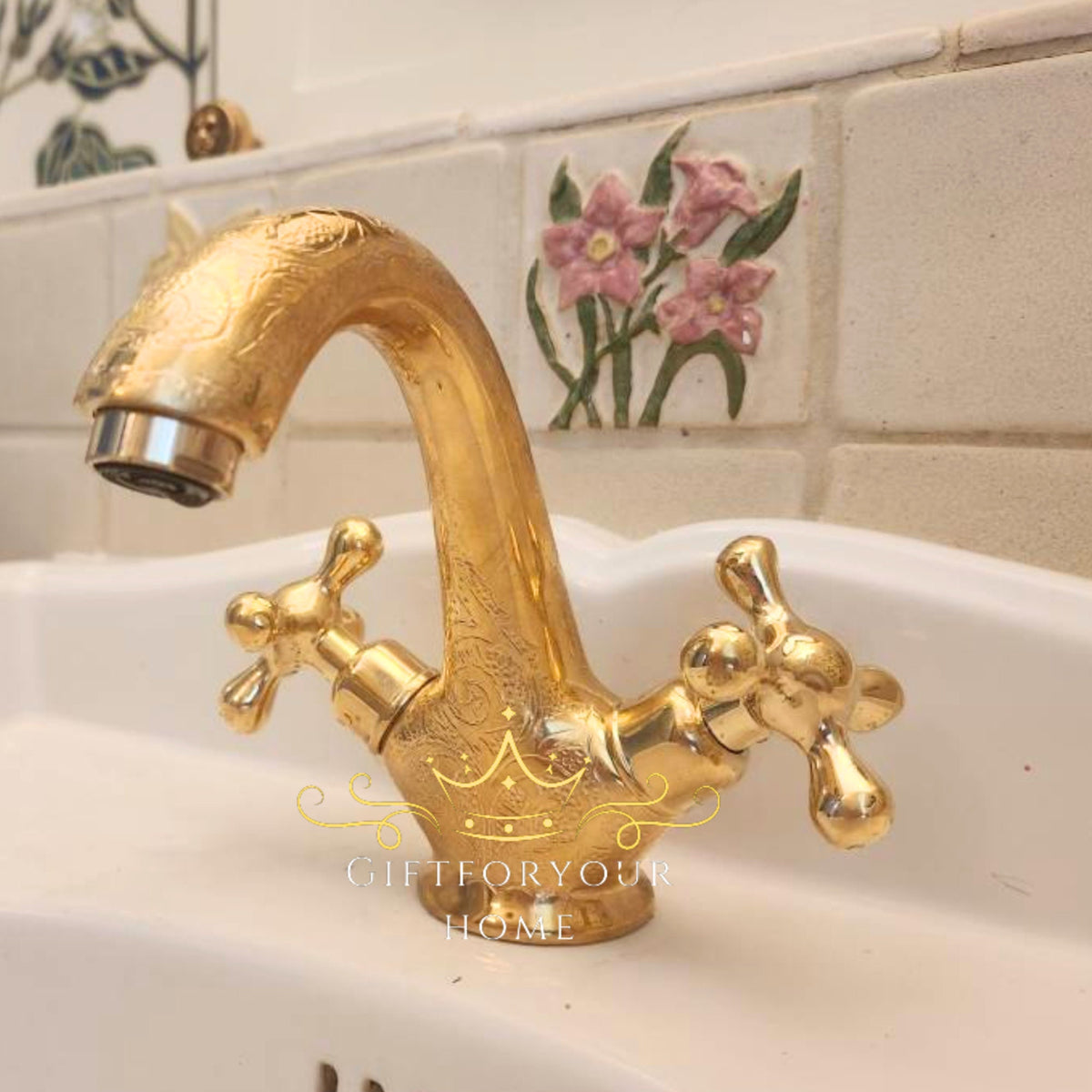 Moroccan Faucet,Elegant Gooseneck Faucet in Unlacquered Brass, Premium Single Hole Kitchen Faucet