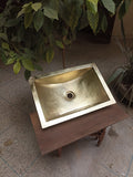 Handcrafted Hammered Brass Sink - Elegant Rectangular Undermount Design for Kitchen and Bathroom - 21x13 inches - Polish
