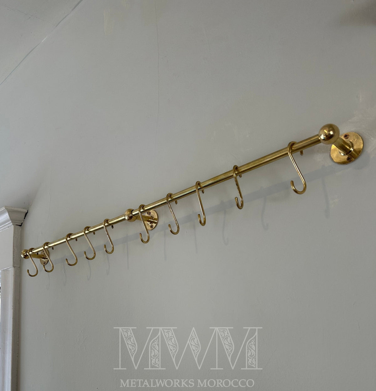 Unlacquered Brass Pot Rack Wall Mount For Kitchen - Pan Rack Or holder Hooks