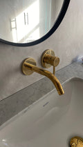 Unlacquered Brass Wall Mount Vanity Faucet, Single Handle