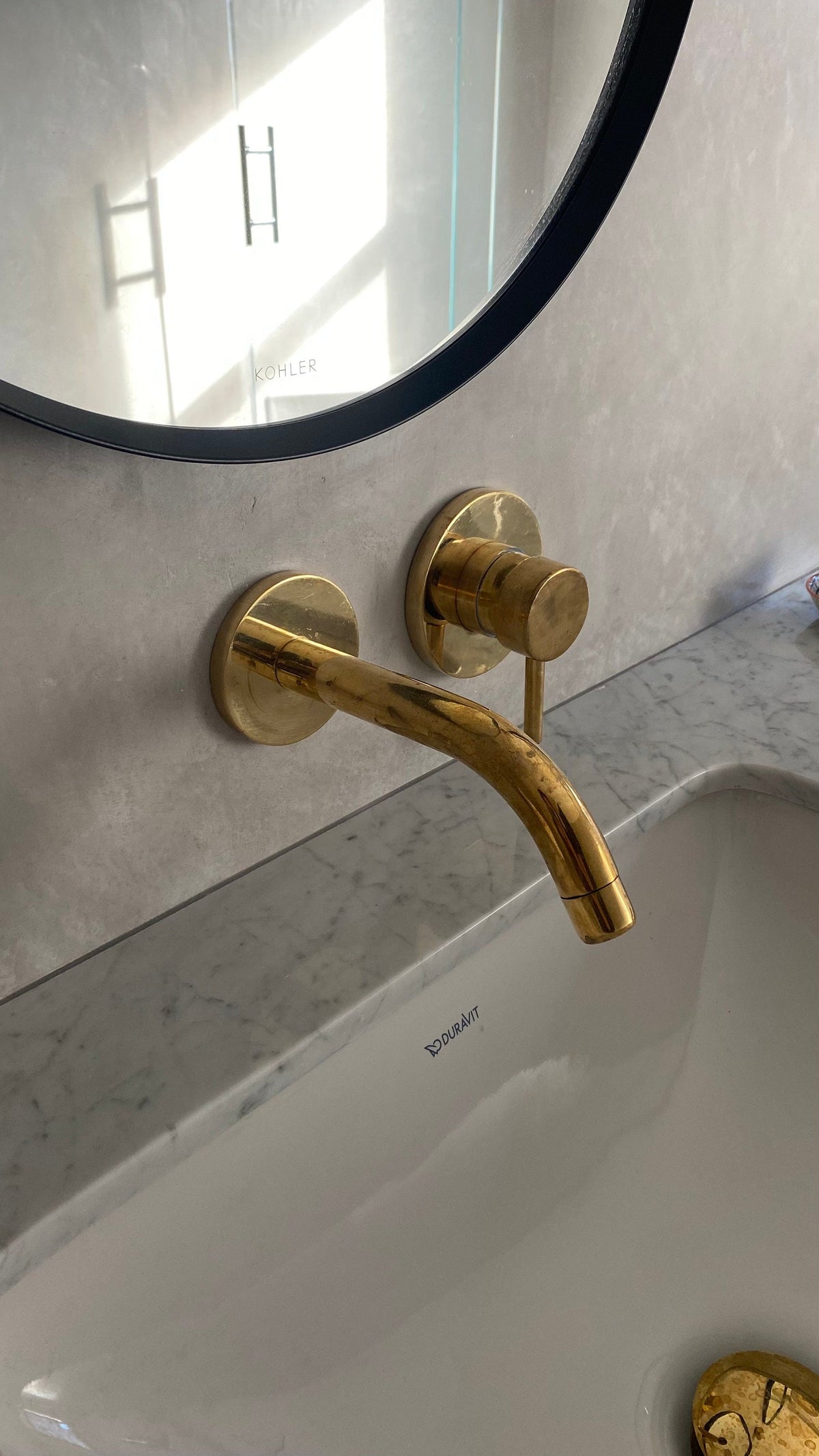 Unlacquered Brass Wall Mount Vanity Faucet, Single Handle