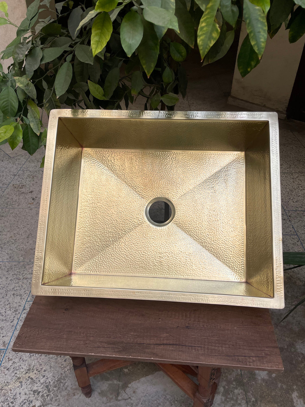 Solid Unlacquered Brass Undermount Hammered Sink