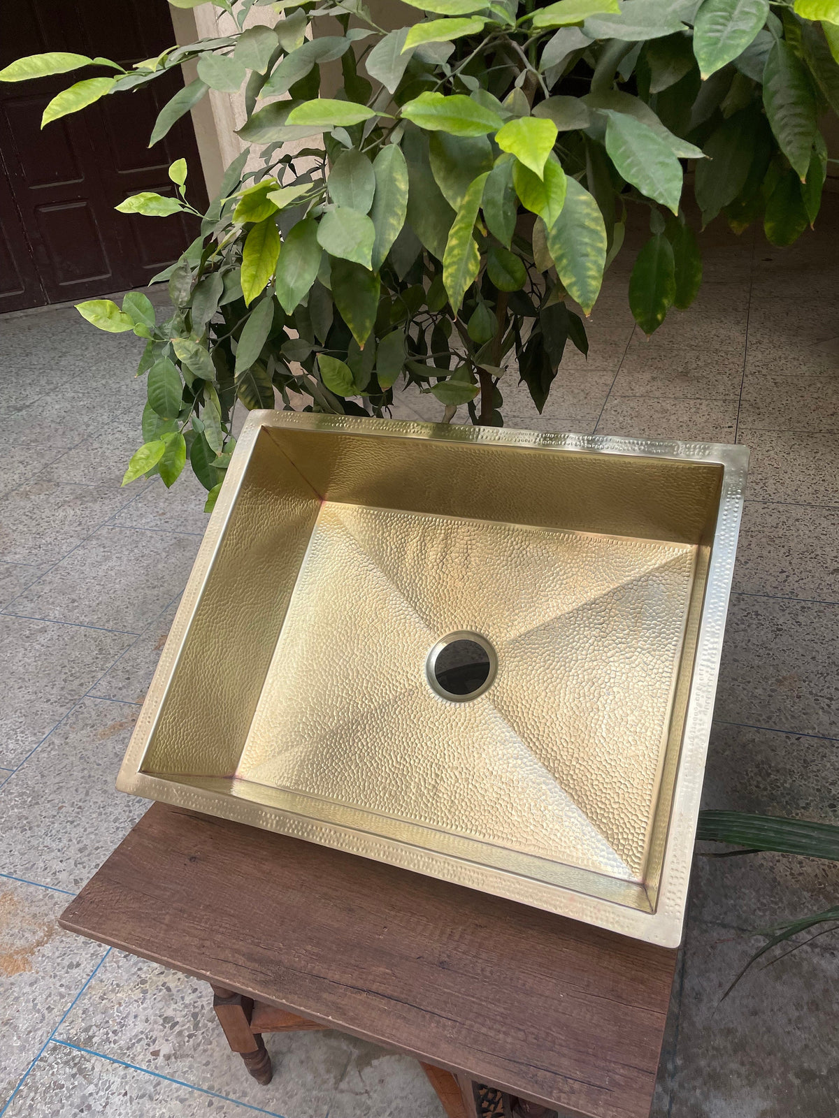 Solid Unlacquered Brass Undermount Hammered Sink