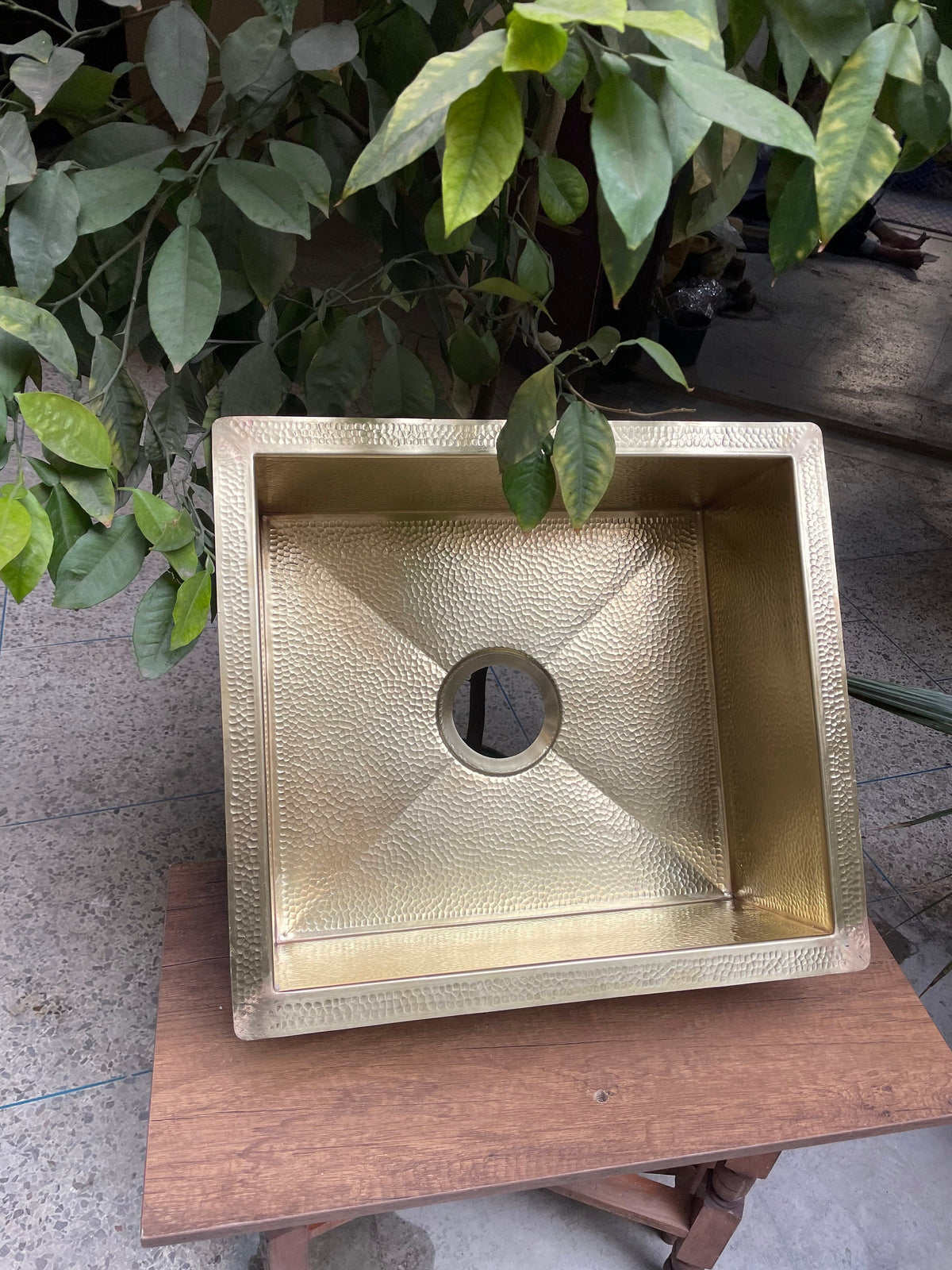 Solid Unlacquered Brass Undermount Hammered Sink