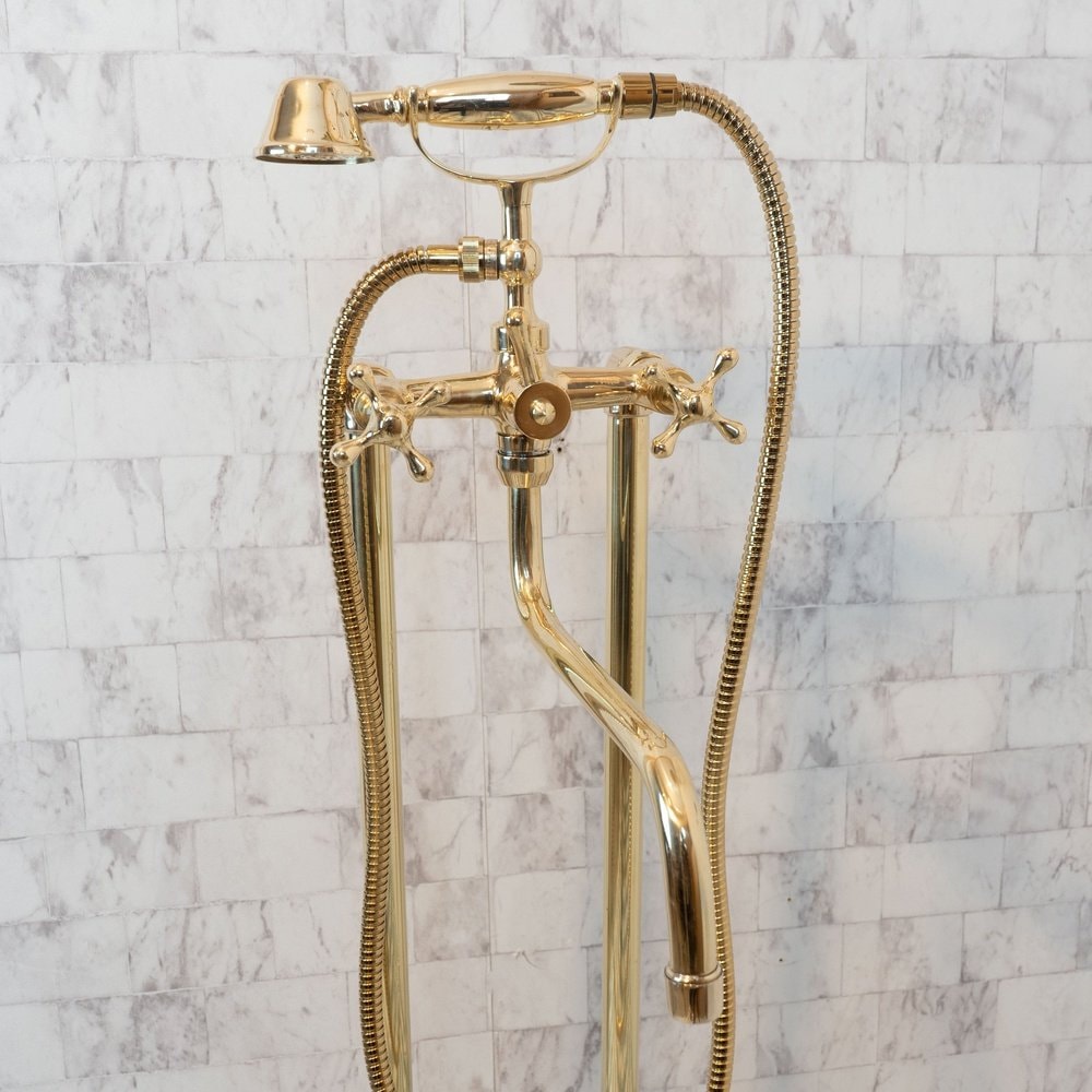 Elegant Floor Mounted Freestanding Tub Filler with Hand Shower