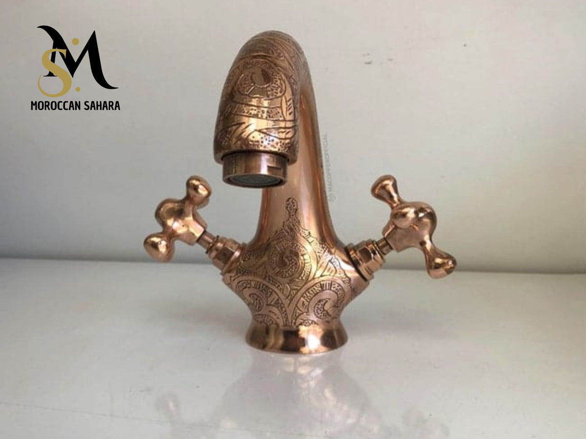 Handcrafted Copper Finish Bathroom Faucet: Solid Brass, Farmhouse Style