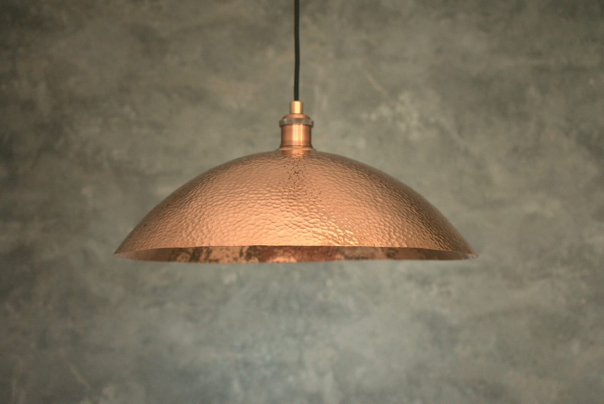 Copper Pendant Light Fixture, Kitchen Island Hanging Light, Hammered Solid Copper Dome, Ceiling Shade Light Copper