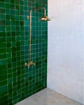 Vintage Unlacquered Brass Shower System, Exposed Rainfall Shower Head with customizable handles