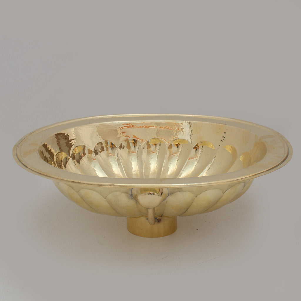 Petal-Etched Solid Brass Oval Drop-In Sink