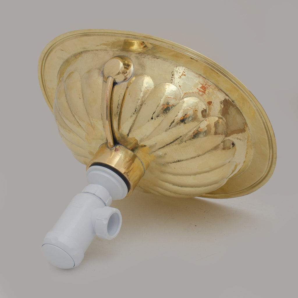 Petal-Etched Solid Brass Oval Drop-In Sink