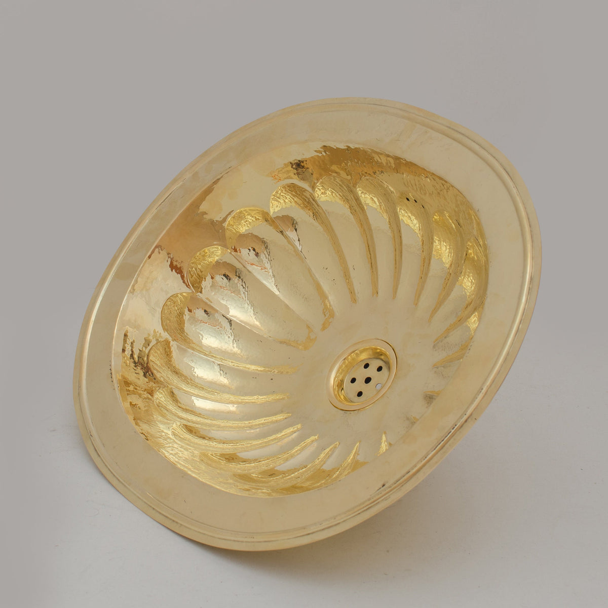 Petal-Etched Solid Brass Oval Drop-In Sink