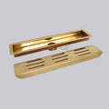 Unlacquered Brass Linear Floor Drain - Handcrafted Drain For Bathroom