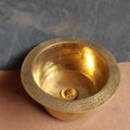 Hammered Unlacquered Brass Round Sink