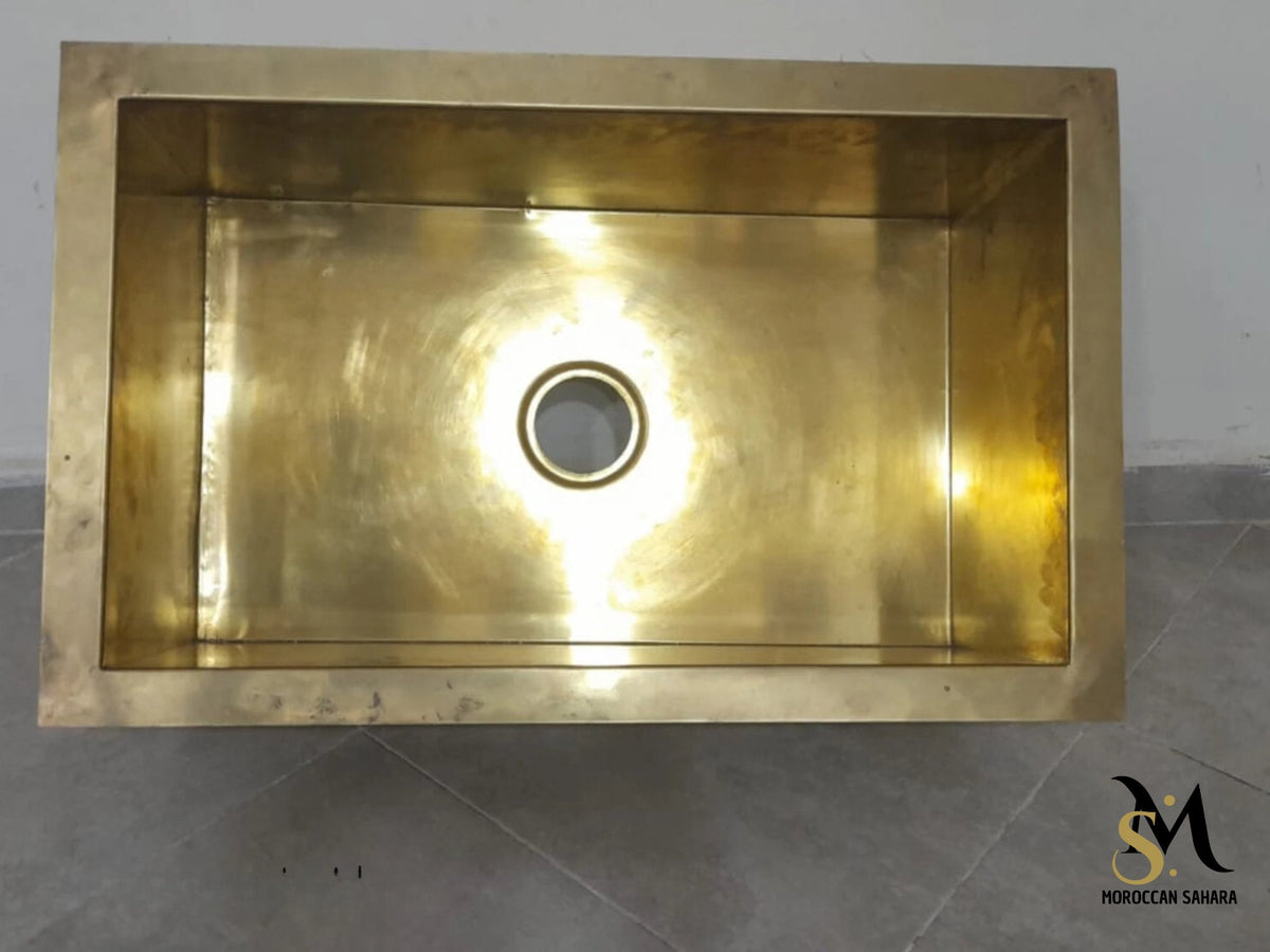 Handcrafted Unlacquered Brass Undermount Kitchen Sink: Custom Sizes