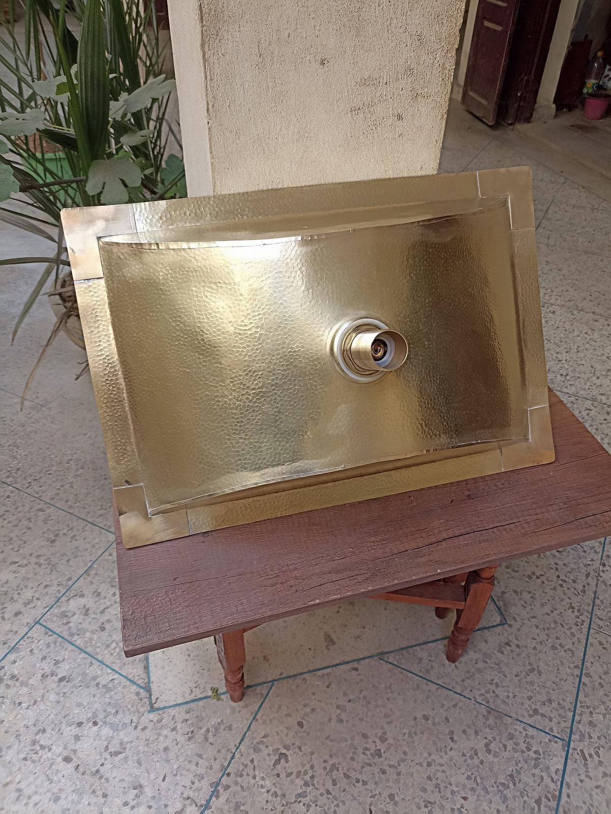 Handcrafted Hammered Brass Sink - Elegant Rectangular Undermount Design for Kitchen and Bathroom - Shiny Brass Finish.