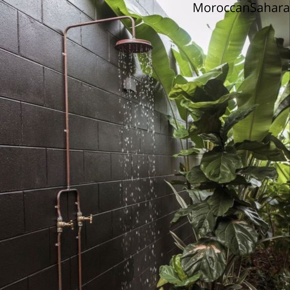 Solid Copper Shower Set of Complete Solid Copper and brass, RAW copper, Hot Cold Rain Shower + Heavy Duty Hand piece, Be