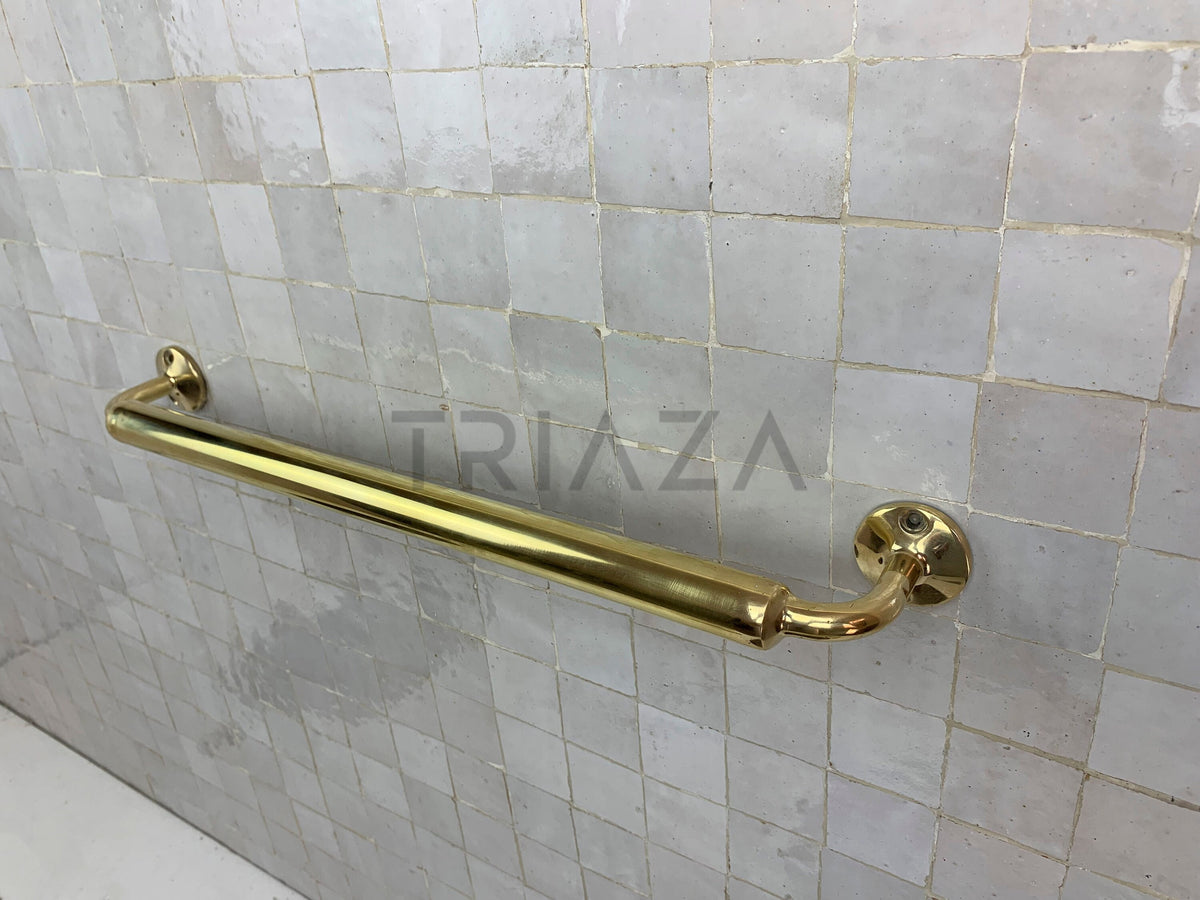 Handmade Unlacquered Brass Towel Bar, Bathroom Towel Rail
