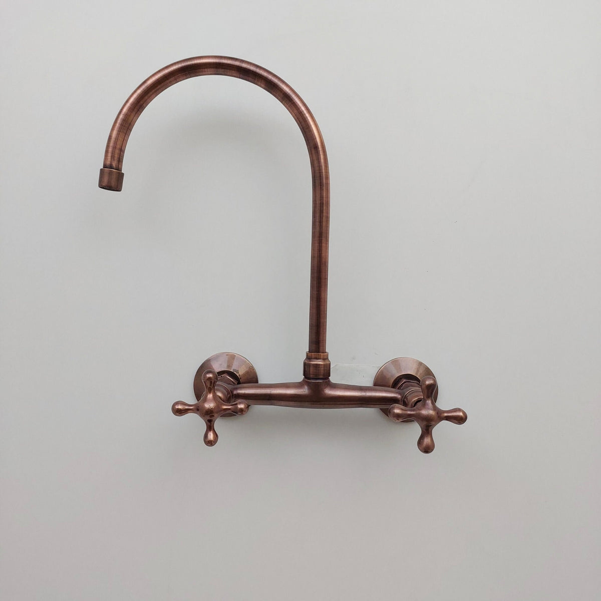 Antique Copper Finish Gooseneck Wall-Mount Faucet