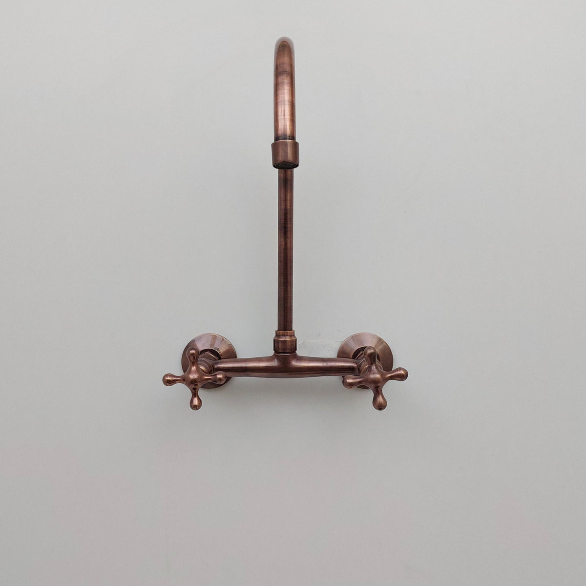 Antique Copper Finish Gooseneck Wall-Mount Faucet