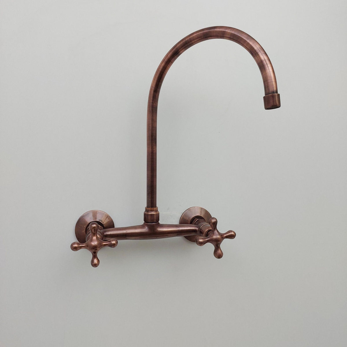 Antique Copper Finish Gooseneck Wall-Mount Faucet