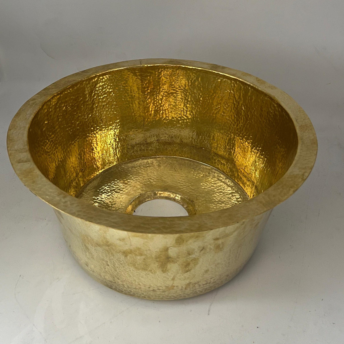 Unlacquered Brass Sink, Round Hammered Sink - Handmade Dropped in Sink - Solid Brass Sink