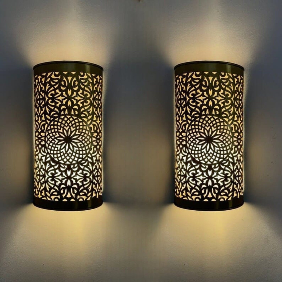 Set of 2 Moroccan Brass Wall Sconce: Handmade Islamic Light