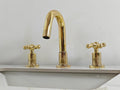 Antique Brass Widespread Bathroom Faucet, Brass Short Bathroom Sink Faucet, Widespread Bathroom Faucet