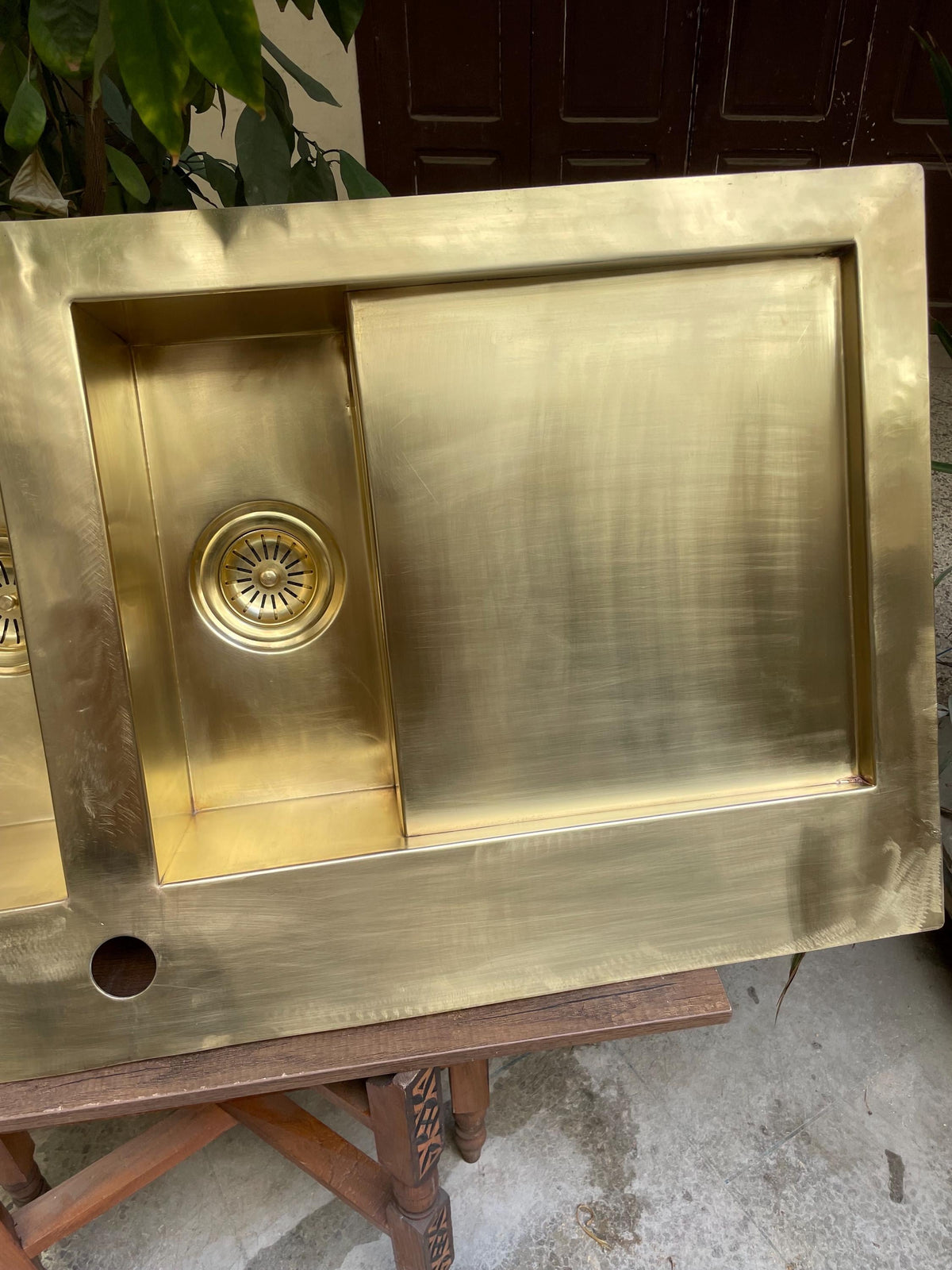 Luxurious Handcrafted Brass Double Basin Sink - Modern Elegance for Kitchens and Bars - High-Quality