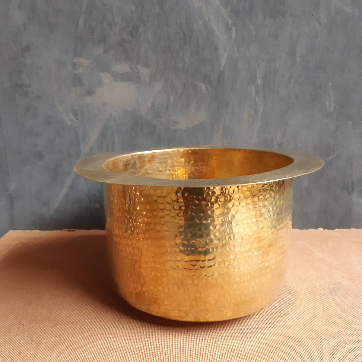 Hammered Unlacquered Brass Round Sink