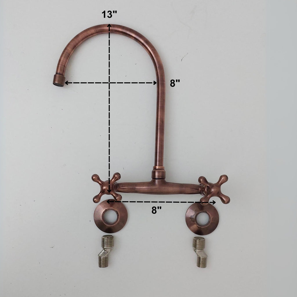 Antique Copper Finish Gooseneck Wall-Mount Faucet