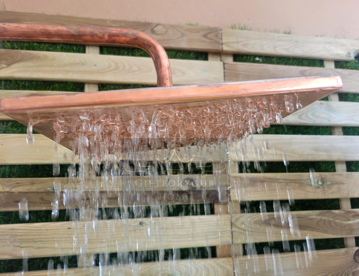 Unlacquered Brass Shower Head - Square Rain Showerhead - Copper shower head - Outdoor Indoor Shower - Square Shower Head