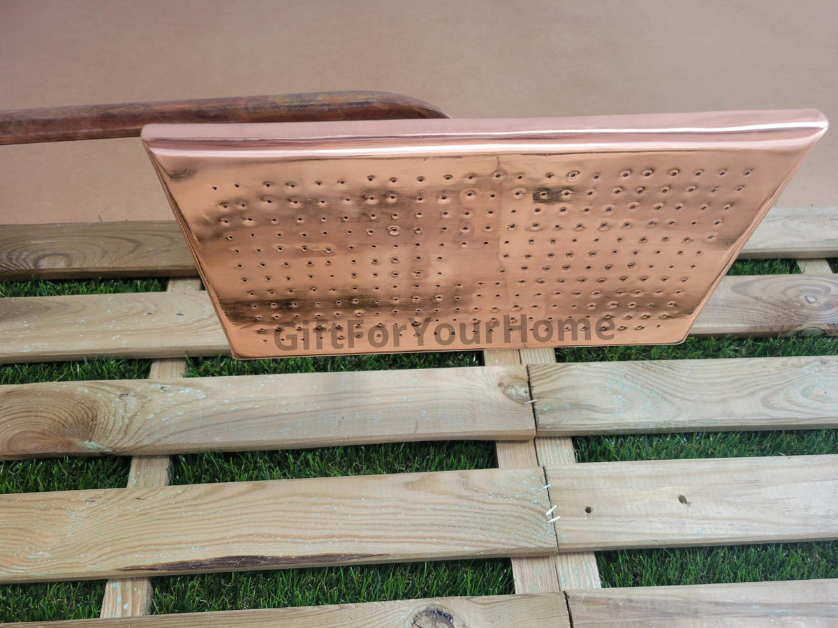 Handmade Copper Rectangular Shower Head - Unlacquered Copper Shower Head - Luxurious Rain Showerhead for Indoor & Outdoo