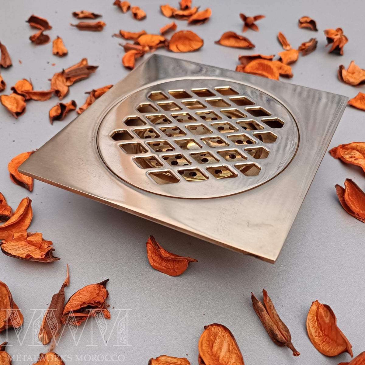 Square Natural Brass Floor Drain Cover For Bathroom