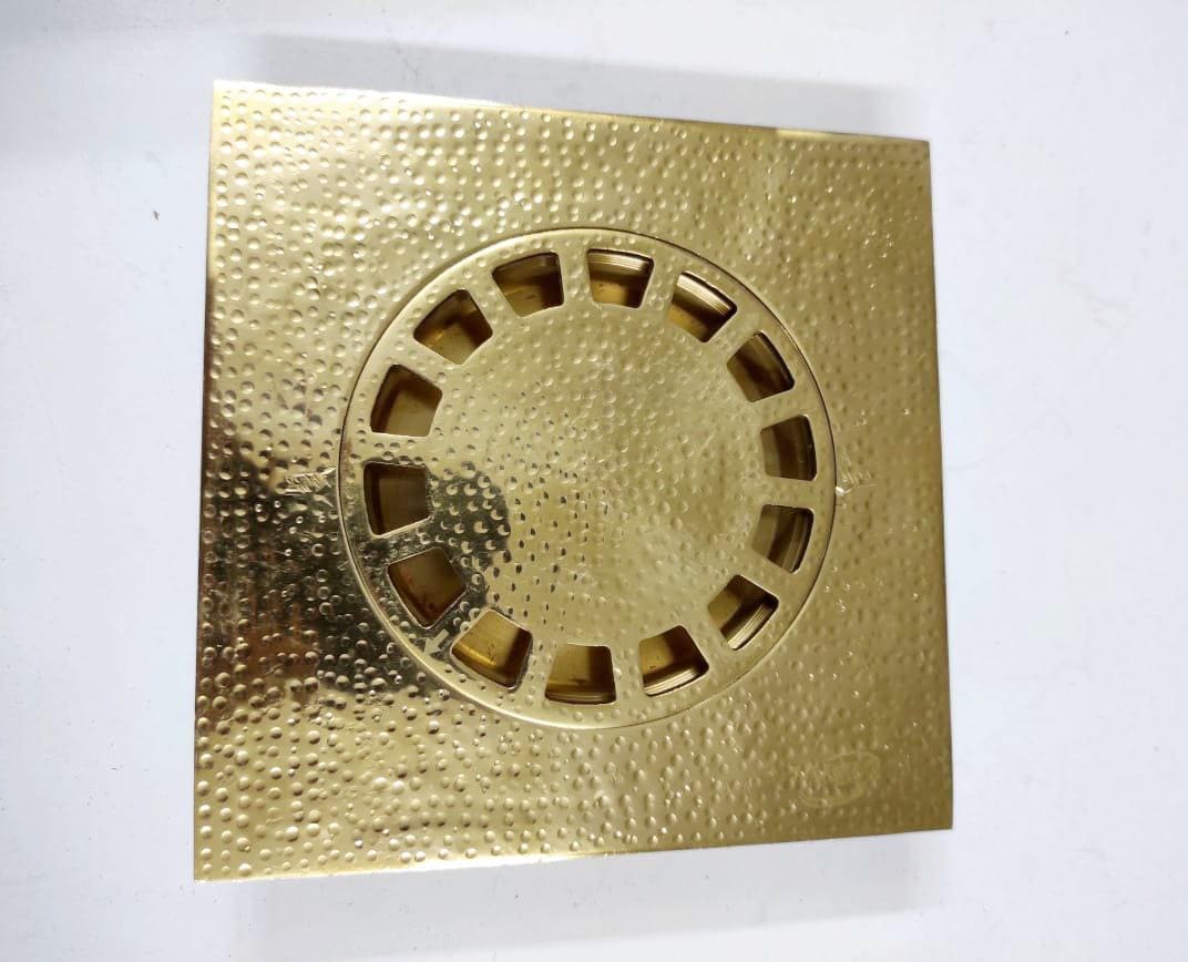 Solid Brass Floor Drain Hammered, Unlacquered Hammered Brass Floor Drain, Handmade Unlacquered Floor Drain, Bathroom Acc