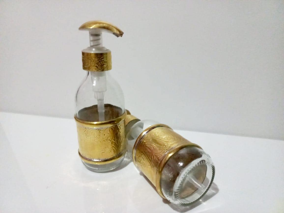 Brass 2 Liquid Soap Bottle, Moroccan Liquid Soap Dispenser