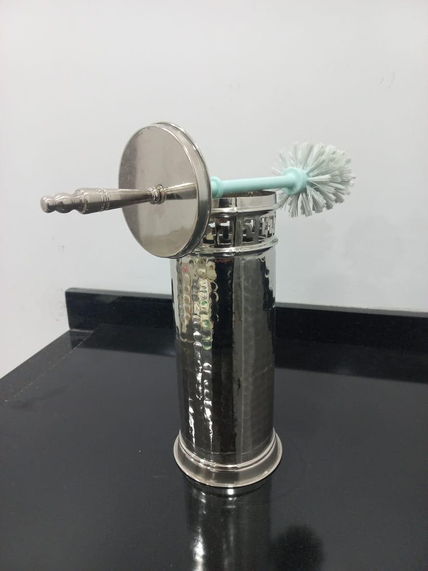 Handcrafted Antique Brass Toilet Bowl Brush and Moroccan Bathroom Brass Plastic Storage Basket Toilet Brushes Toilet Bru
