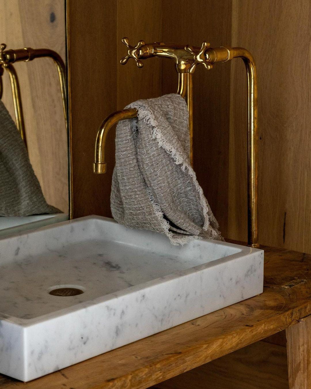 Unlacquered Brass Antique Kitchen Faucet with two long legs and Side Sprayer