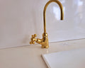 Antique Style - Kitchen and Bathroom Faucet - Vessel Sink Bathroom Tap - Gooseneck Bathroom Vanity Solid Brass Faucet
