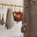 Unlacquered Brass Hanging Pot Rack: Kitchen Organizer with Hooks
