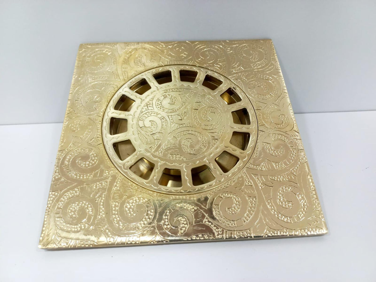 Unlacquered solid brass shower floor drain, brass floor drain