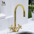 Unlacquered Brass Gooseneck Kitchen Faucet: Single Hole Bar Sink