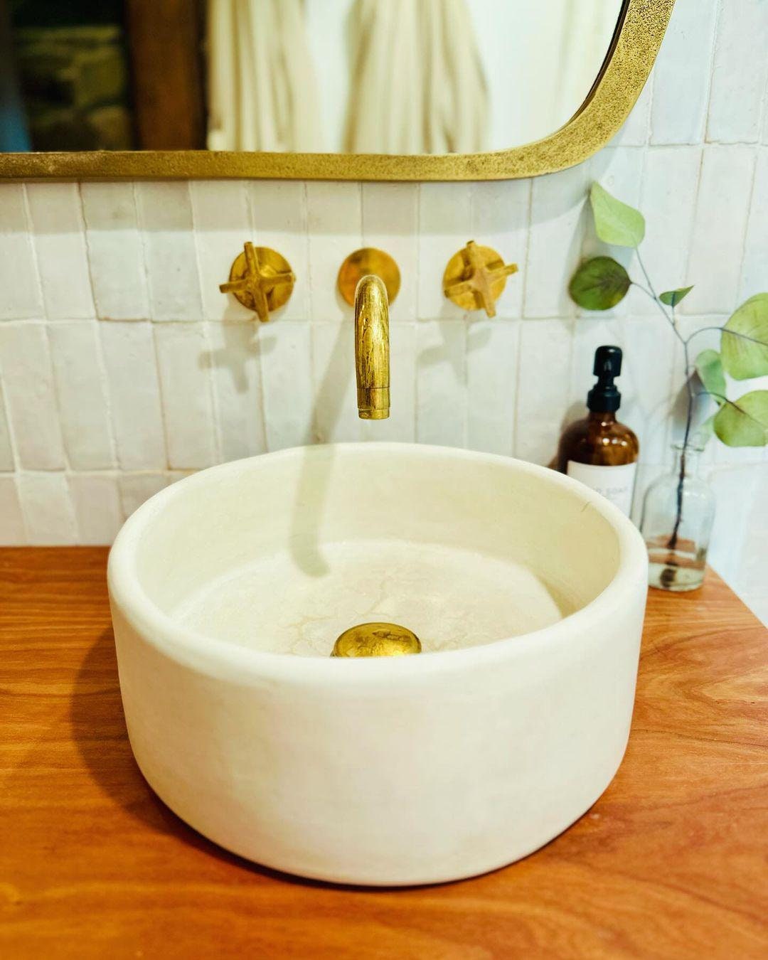 Unlacquered Solid Brass Wall Mount Faucet: Bathroom & Powder Room