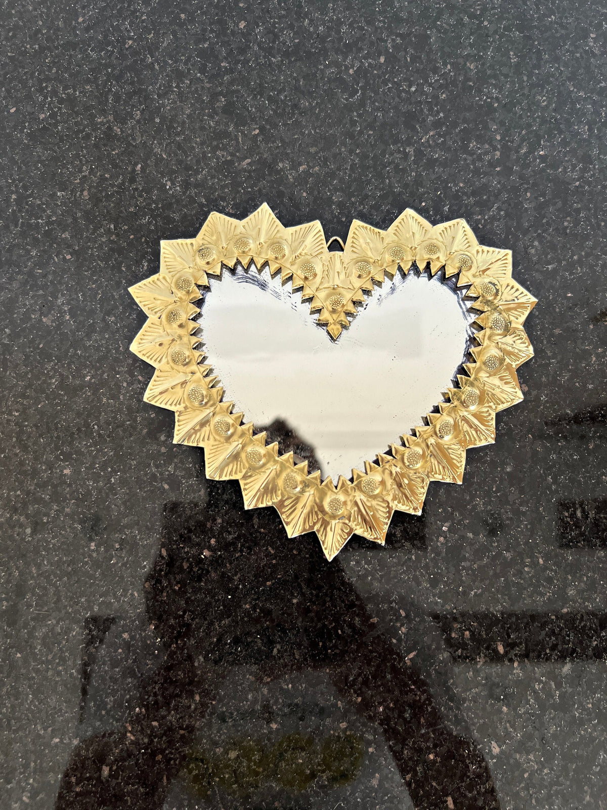 Small Vintage Heart Shaped Gold Mirror, small brass mirror, brass Frame Mirror, Handmade Mirror, wall Mirror for bathroo
