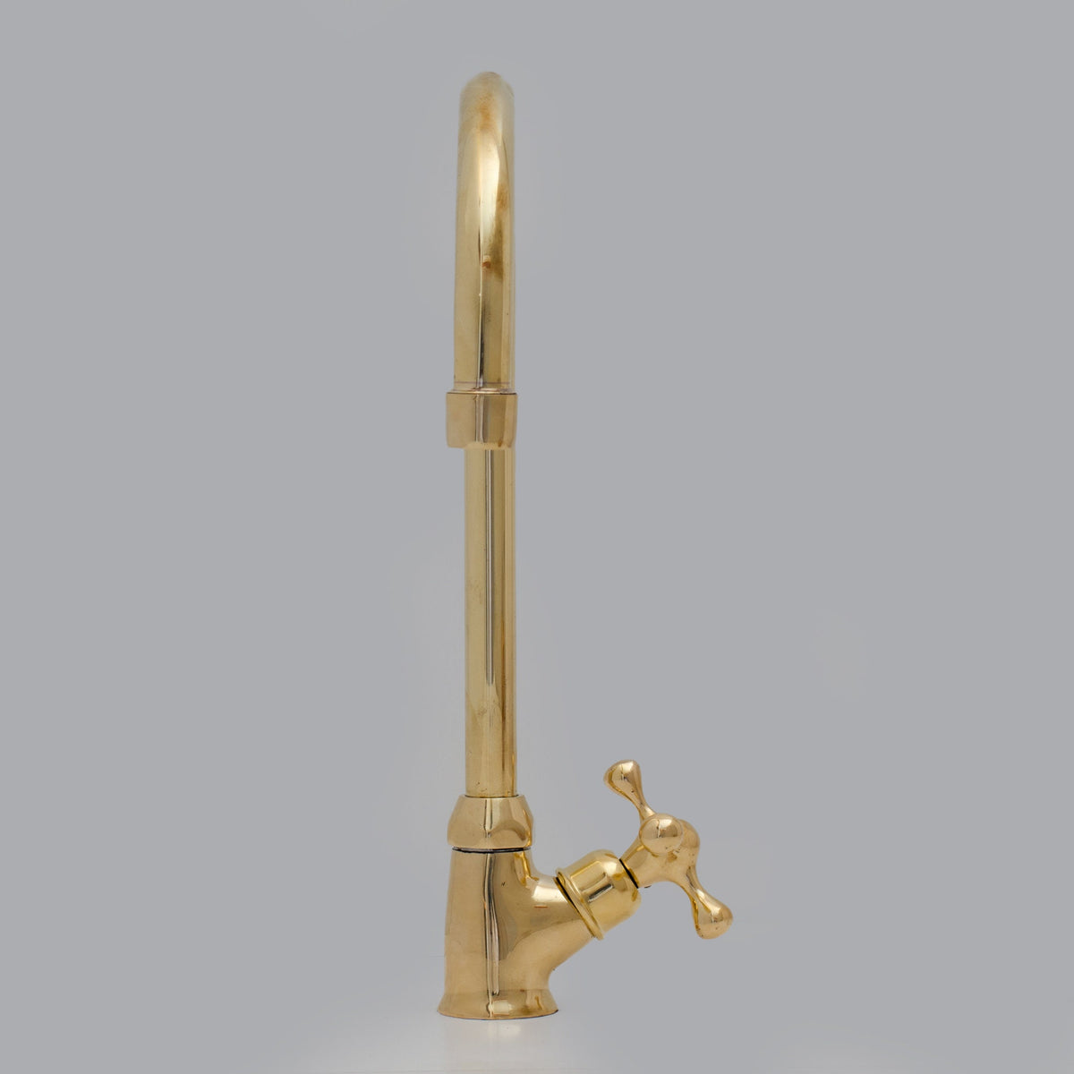 Unlacquered Brass Bar Kitchen Faucet, Cold Water Single Hole, Traditional Cross Handles