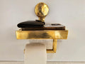 Unlacquered Brass Toilet Paper Holder with Shelf – Solid Brass Wall Mounted Tissue Roll Holder – Vintage Bathroom Storag
